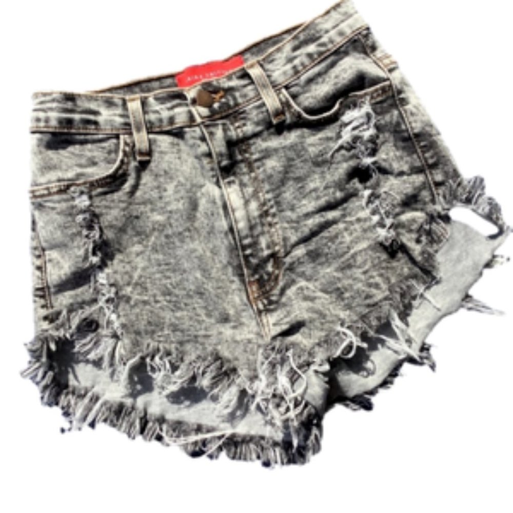 Akira Chicago High Waisted Black Distressed Jean Shorts Sz M